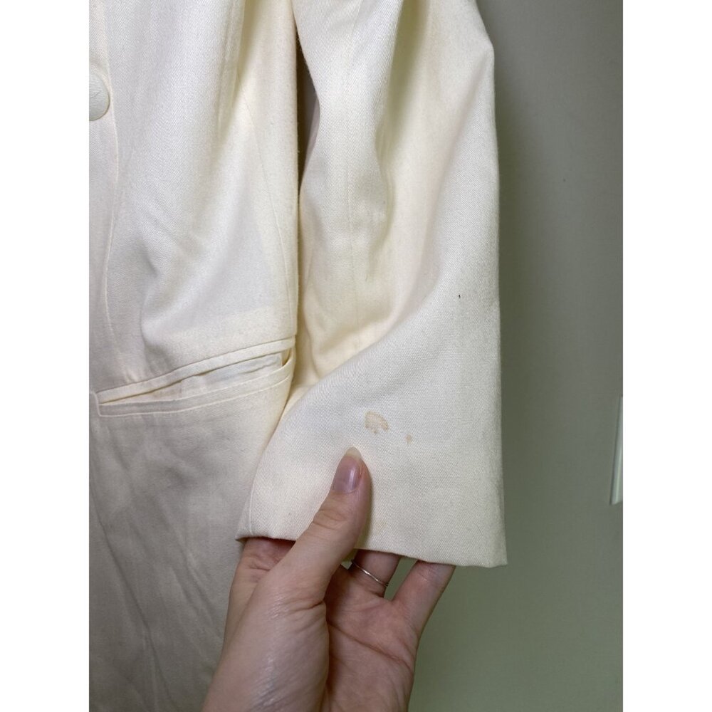 White Double Breasted Peak Lapel Blazer Women Medium Tailored - Picture 5 of 9